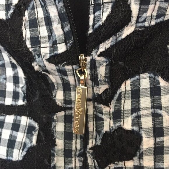 Karl Lagerfeld Floral Plaid Appliqué Lace Dress 14 - Picture 5 of 6